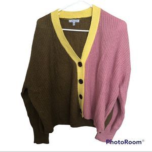 Xl white birch color block cardigan nwot